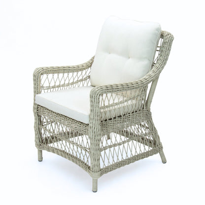 AMOIR | Poly Rattan Wicker Outdoor Dining Chair | Brushed White