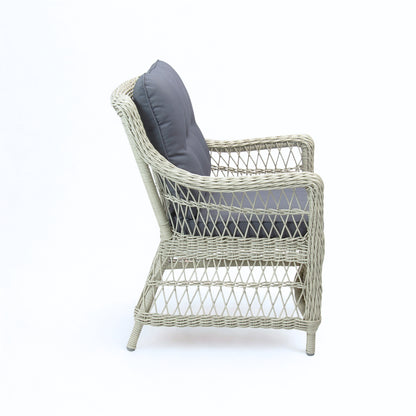 AMOIR | Poly Rattan Wicker Outdoor Dining Chair | Brushed White