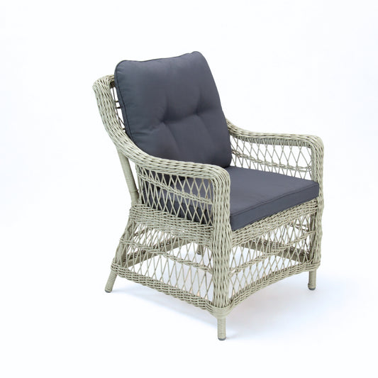 AMOIR | Poly Rattan Wicker Outdoor Dining Chair | Brushed White