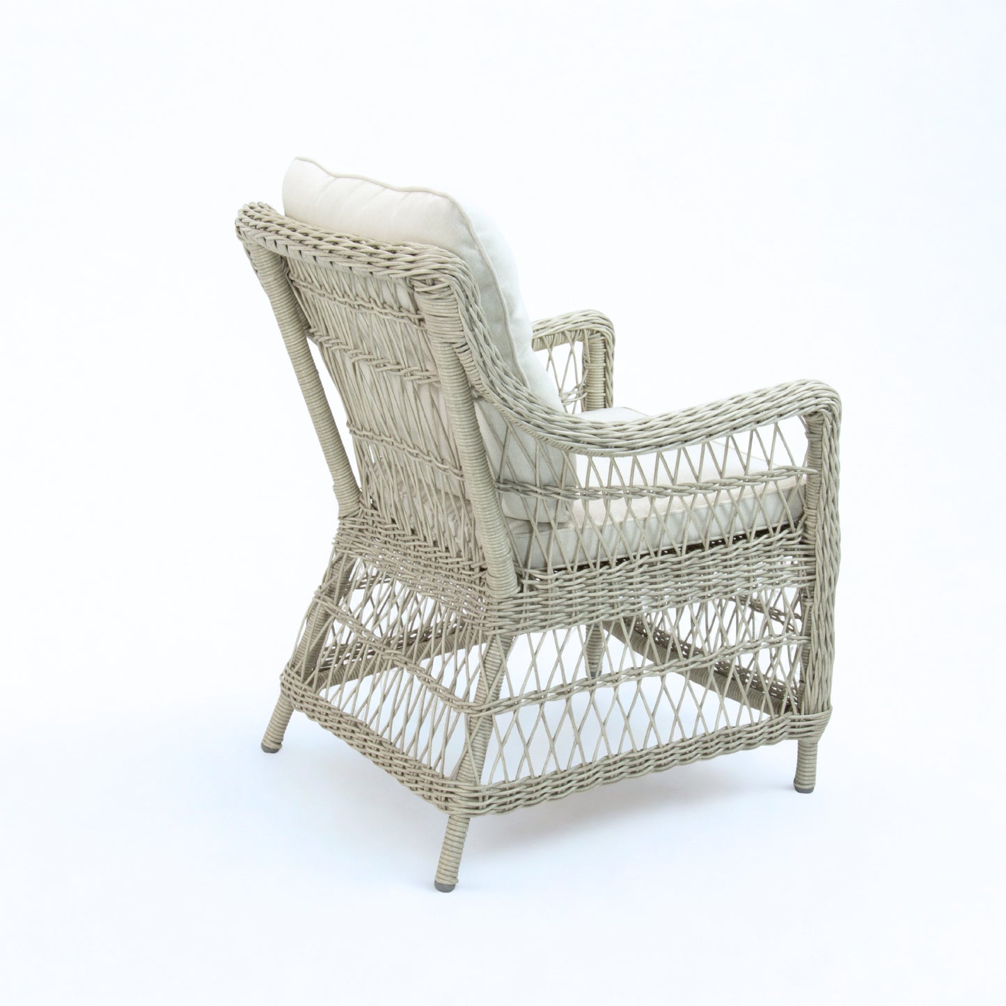 AMOIR | Poly Rattan Wicker Outdoor Dining Chair | Brushed White