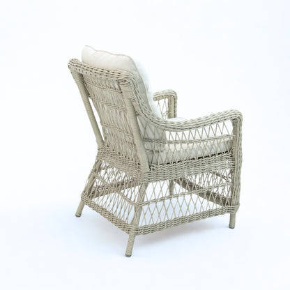 AMOIR | Poly Rattan Wicker Outdoor Dining Chair | Brushed White