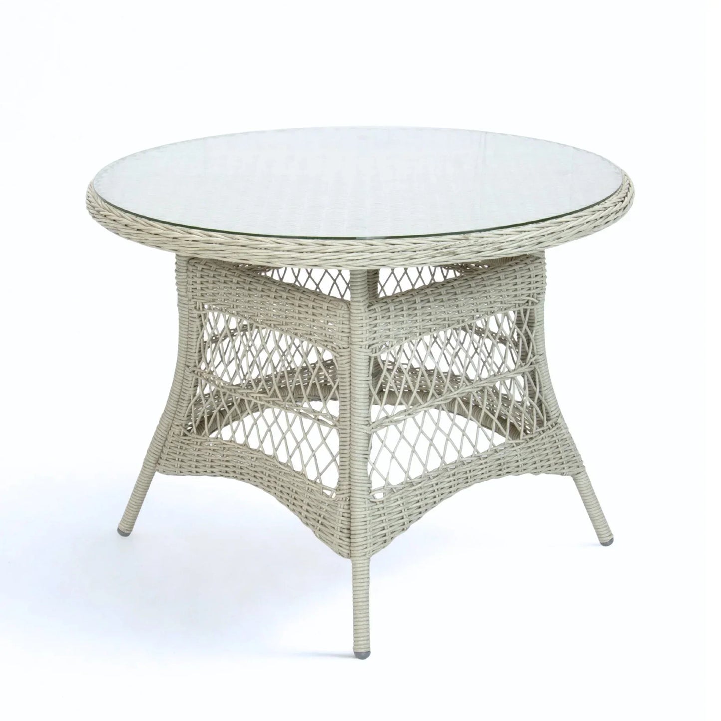 Round Outdoor wicker Dining table with glass top