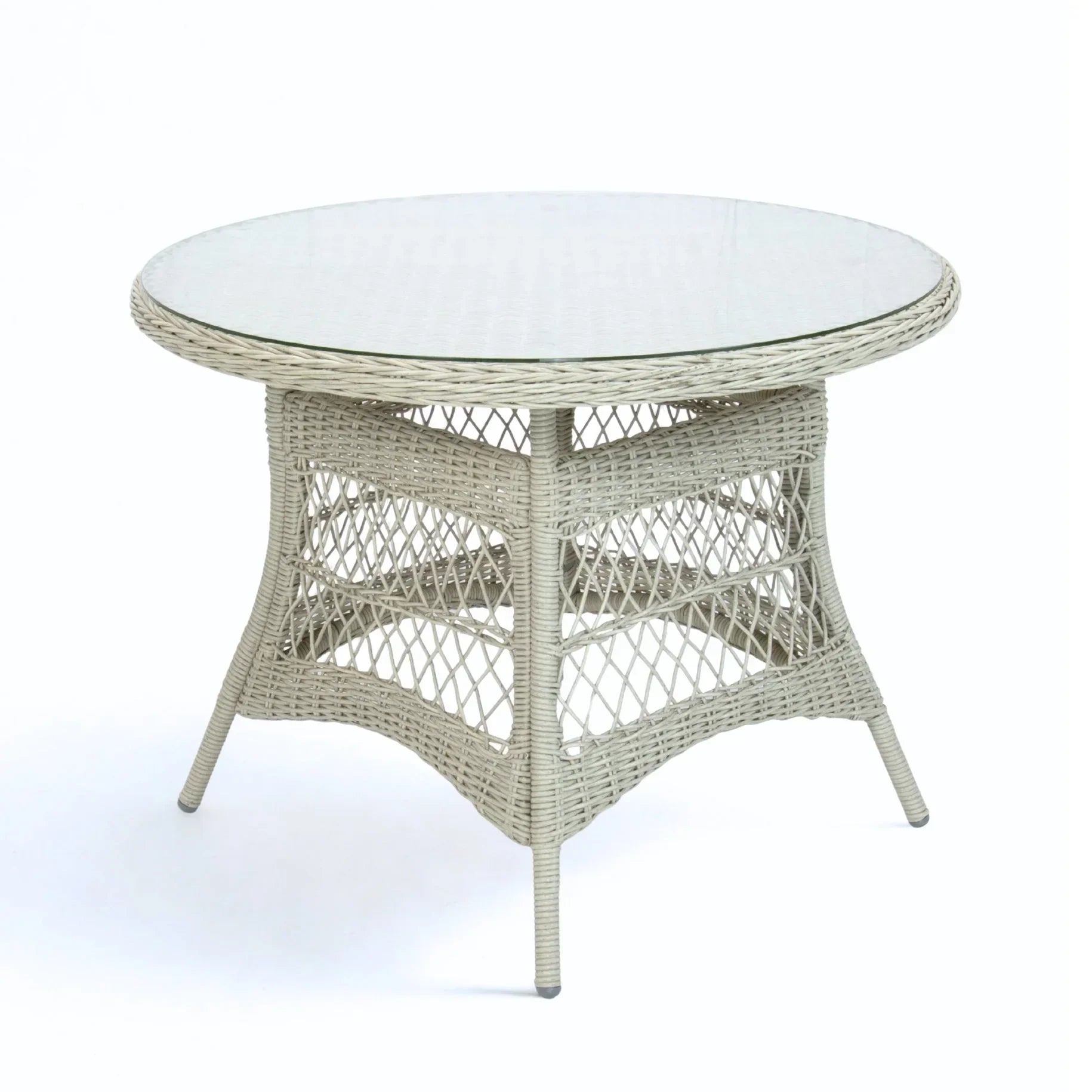 Round Outdoor wicker Dining table with glass top