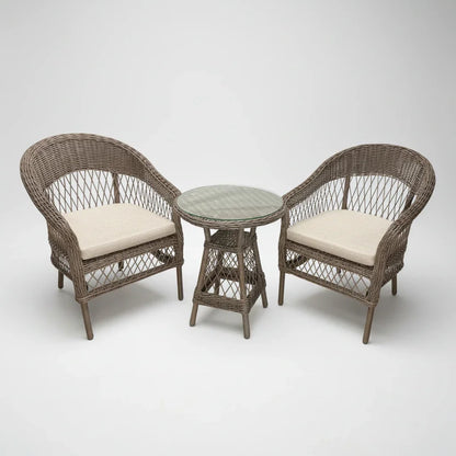Arbusto outdoor wicker pe rattan dining balcony set 2 chairs and 1 side table