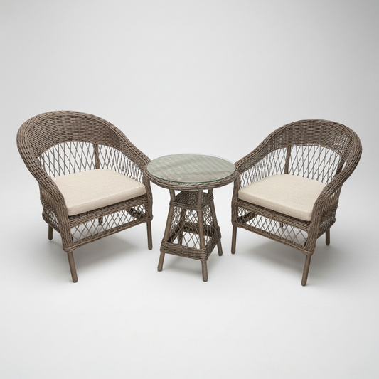 Arbusto outdoor wicker pe rattan dining balcony set 2 chairs and 1 side table