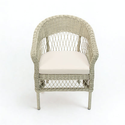 ARBUSTO | 2 Seater Poly Rattan Wicker Outdoor Balcony Set | Brushed White