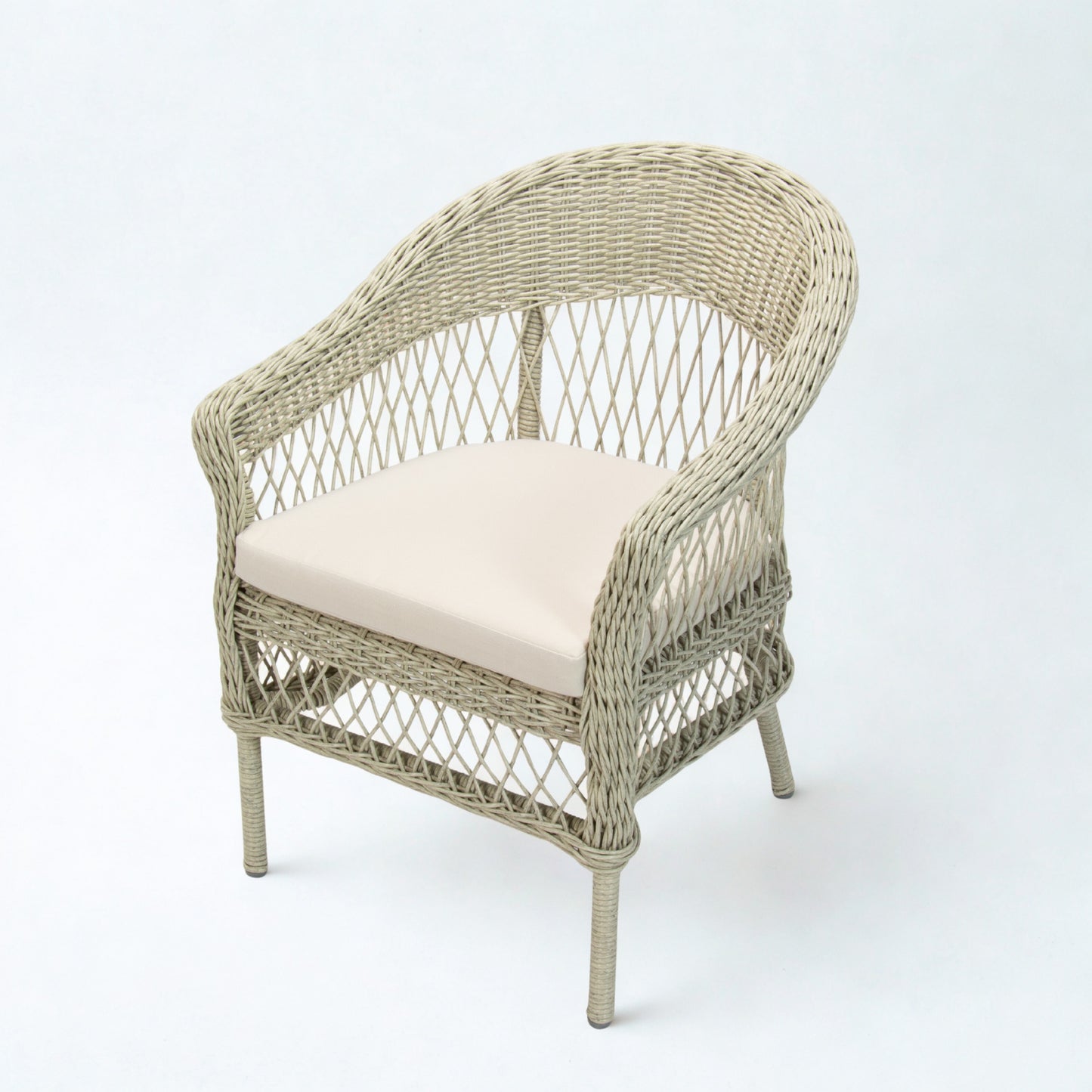 ARBUSTO | 2 Seater Poly Rattan Wicker Outdoor Balcony Set | Brushed White