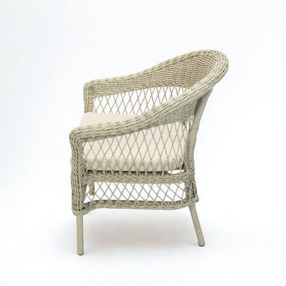 ARBUSTO | 2 Seater Poly Rattan Wicker Outdoor Balcony Set | Brushed White