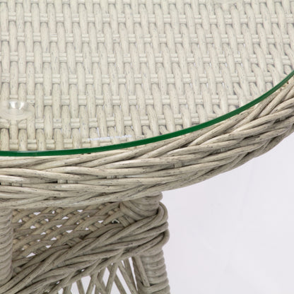 ARBUSTO | 2 Seater Poly Rattan Wicker Outdoor Balcony Set | Brushed White