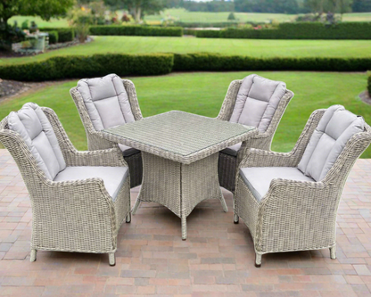ADDA 5-Piece Set Outdoor Wicker 4 Seat Dining Table Chair - Grey