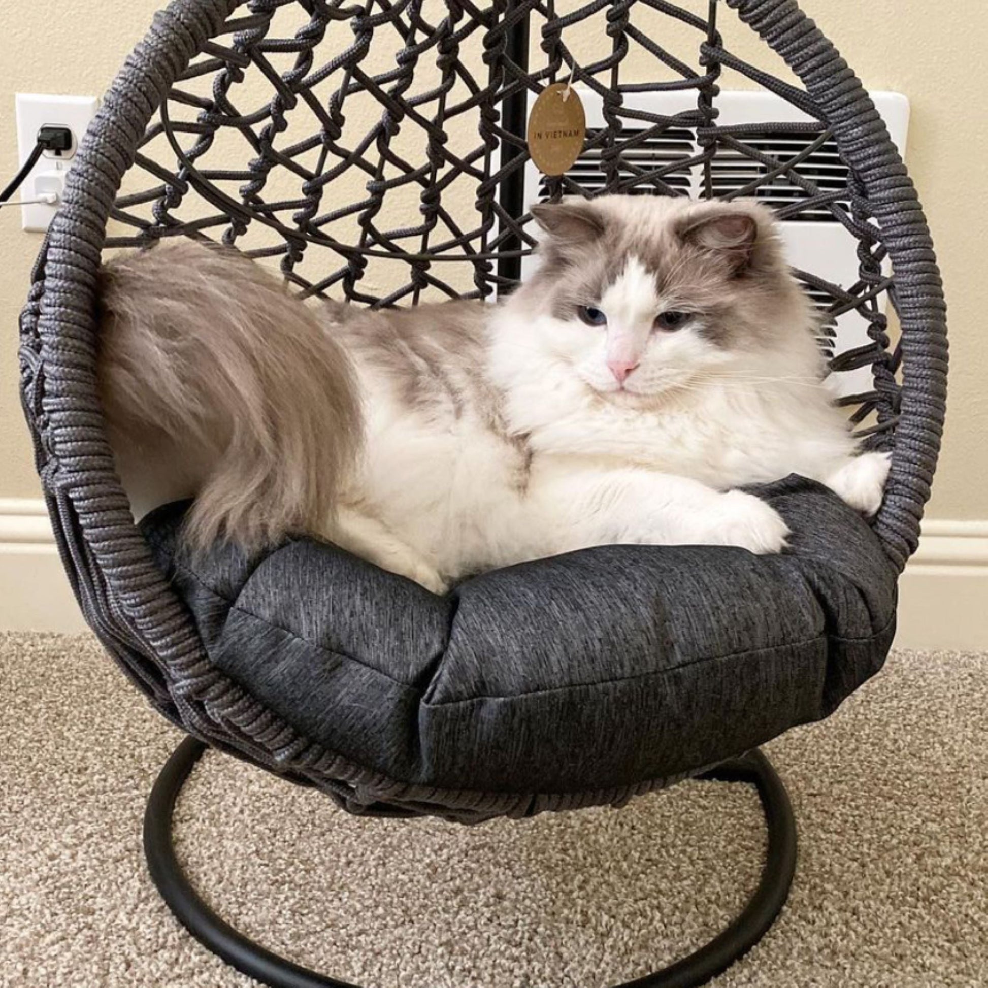 AMIRA Pet Swing Basket Bed Egg Chair for Small Cat & Dog- Grey - Direct Factory Furniture Australia