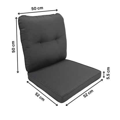 AMOIR | Outdoor Dining Chair Replacement Cushion Set (Seat +Back) | Dark Grey Colour | 52cmx52cm