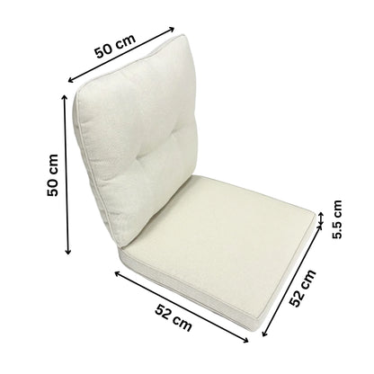 AMOIR | Outdoor Dining Chair Replacement Cushion Set (Seat +Back) | Cream Beige Colour | 52cmx52cm