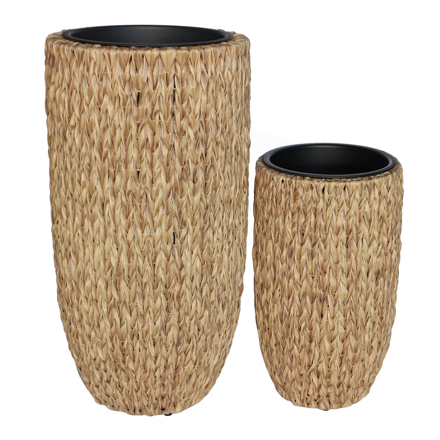 ARBUSTO 2 Piece Set Poly Rattan Wicker Large Planter Pot - Light Brown - Direct Factory Furniture Australia