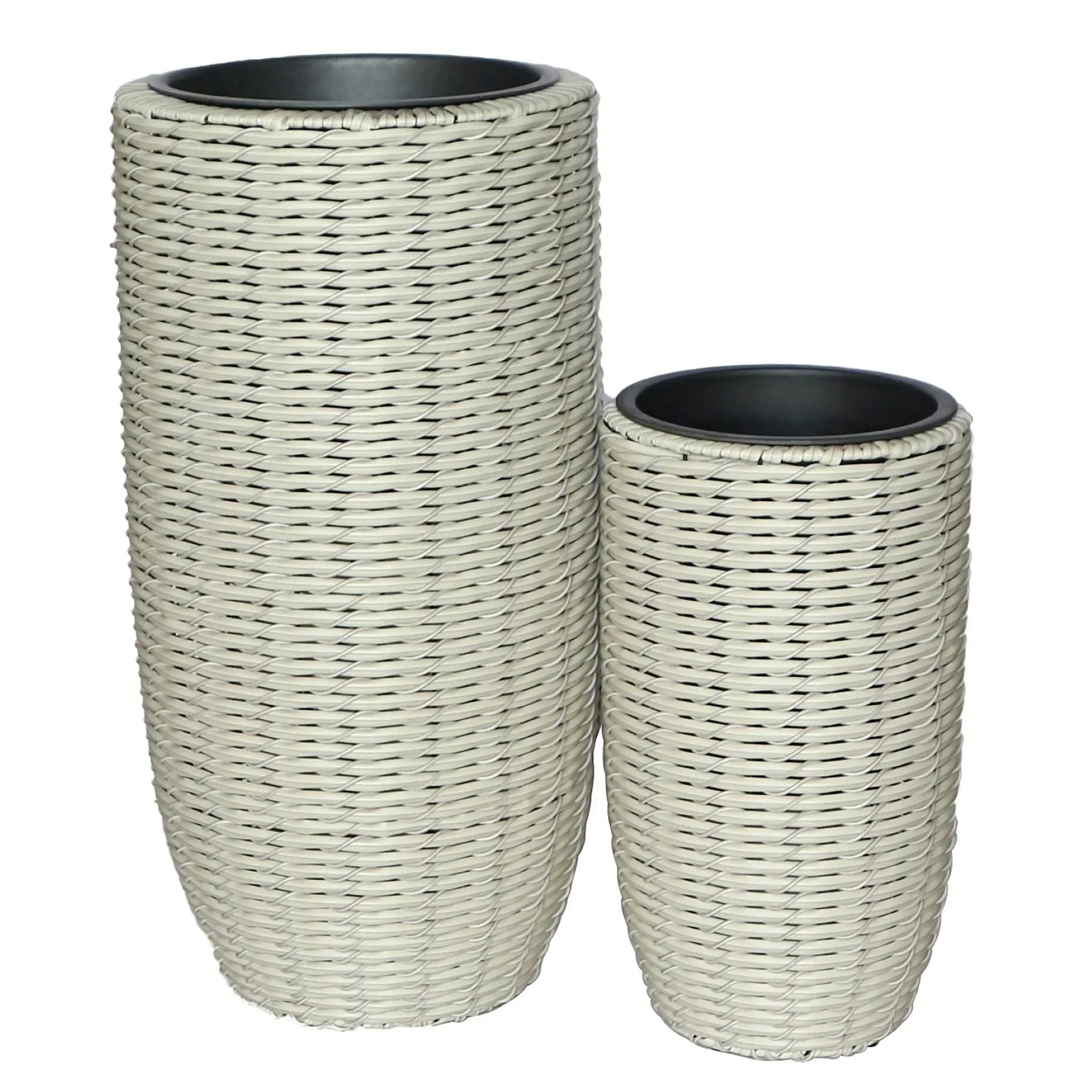 ARBUSTO Poly Rattan Wicker Planter Pot - White Grey – Direct Factory ...