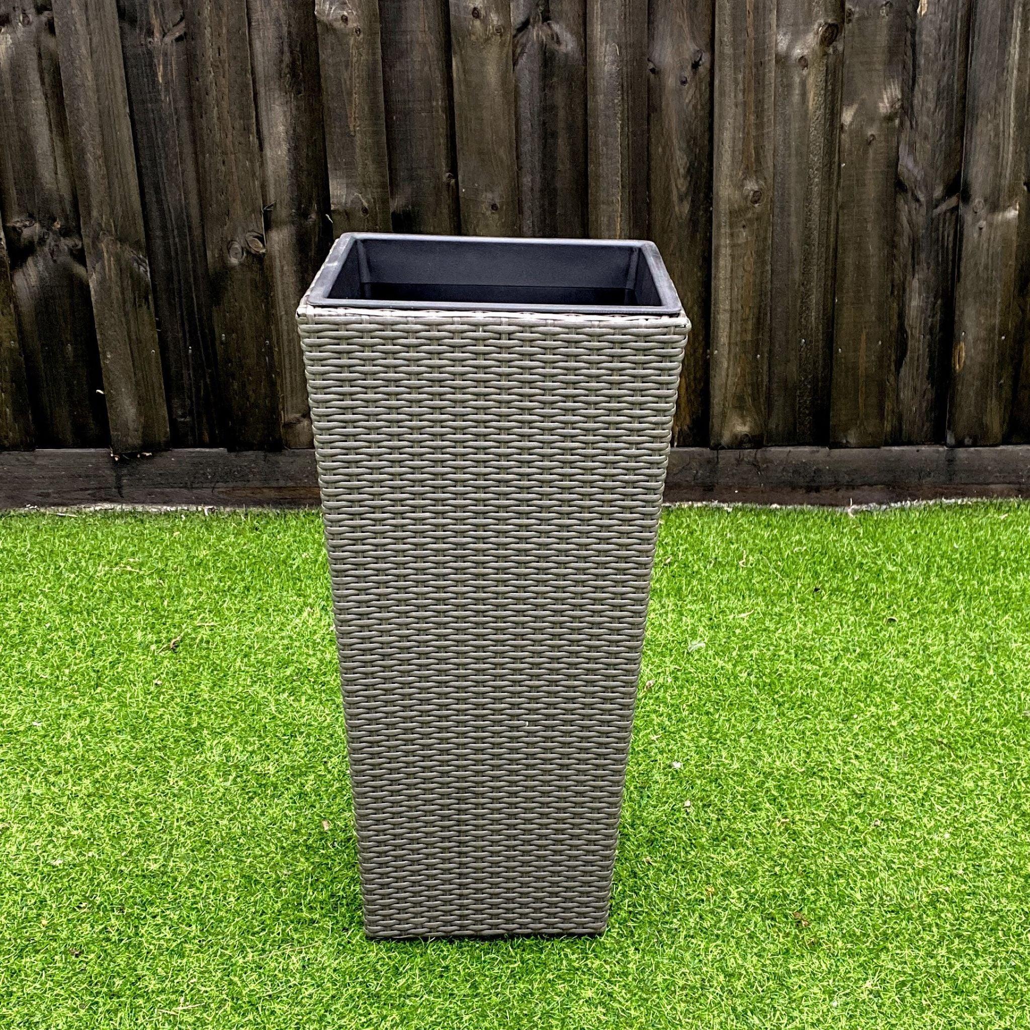 ASWAN Poly Rattan Wicker Large Planter Pot - Grey – Direct Factory ...