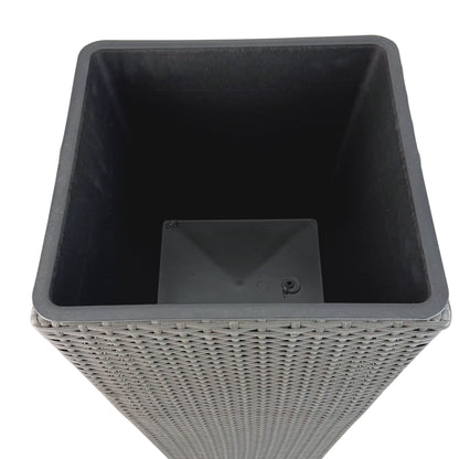 ASWAN 2 Piece Set Poly Rattan Wicker Large Planter Pot - Grey