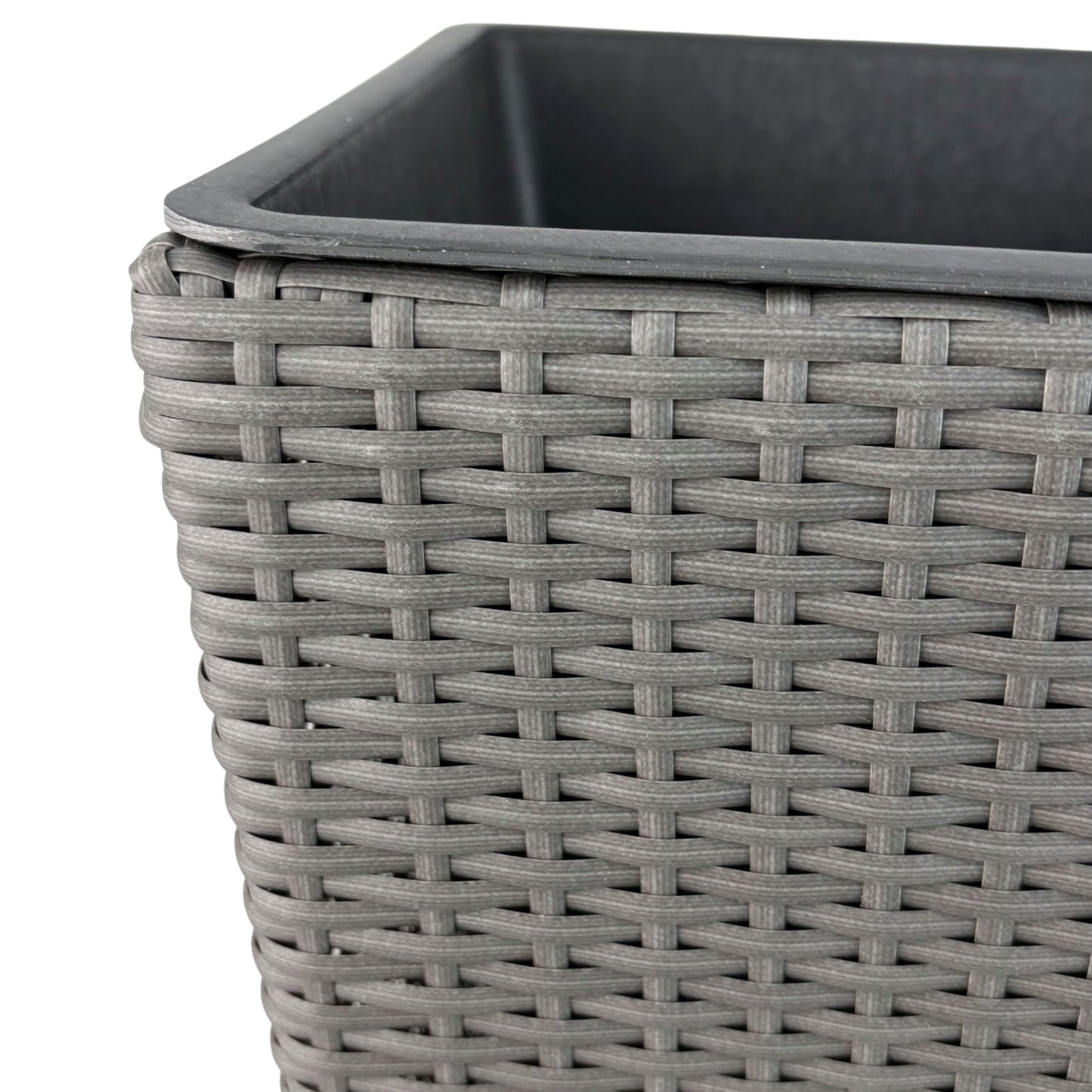ASWAN 2 Piece Set Poly Rattan Wicker Large Planter Pot - Grey