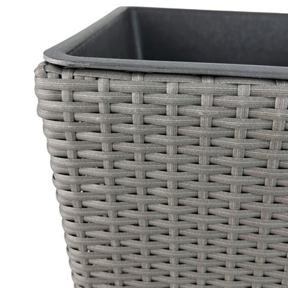 ASWAN 2 Piece Set Poly Rattan Wicker Large Planter Pot - Grey