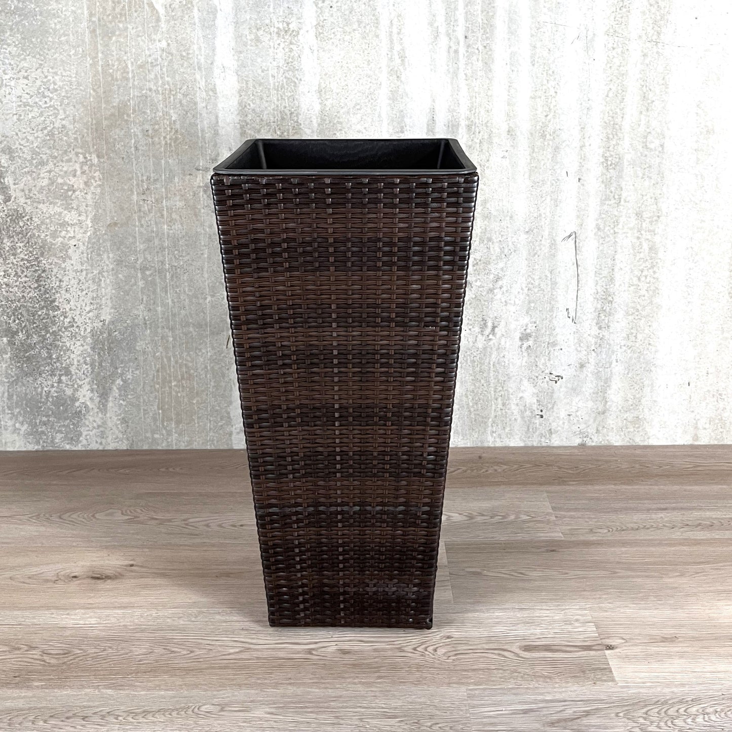 ASWAN 2 Piece Set Poly Rattan Wicker Large Planter Pot - Dark Brown - Direct Factory Furniture Australia