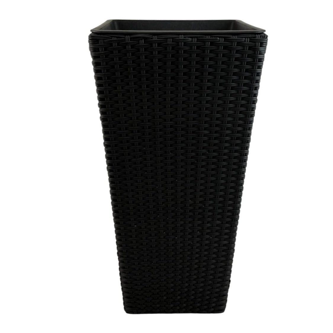 ASWAN 2 Piece Set Poly Rattan Wicker Large Planter Pot - Black