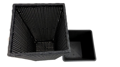 ASWAN 2 Piece Set Poly Rattan Wicker Large Planter Pot - Black