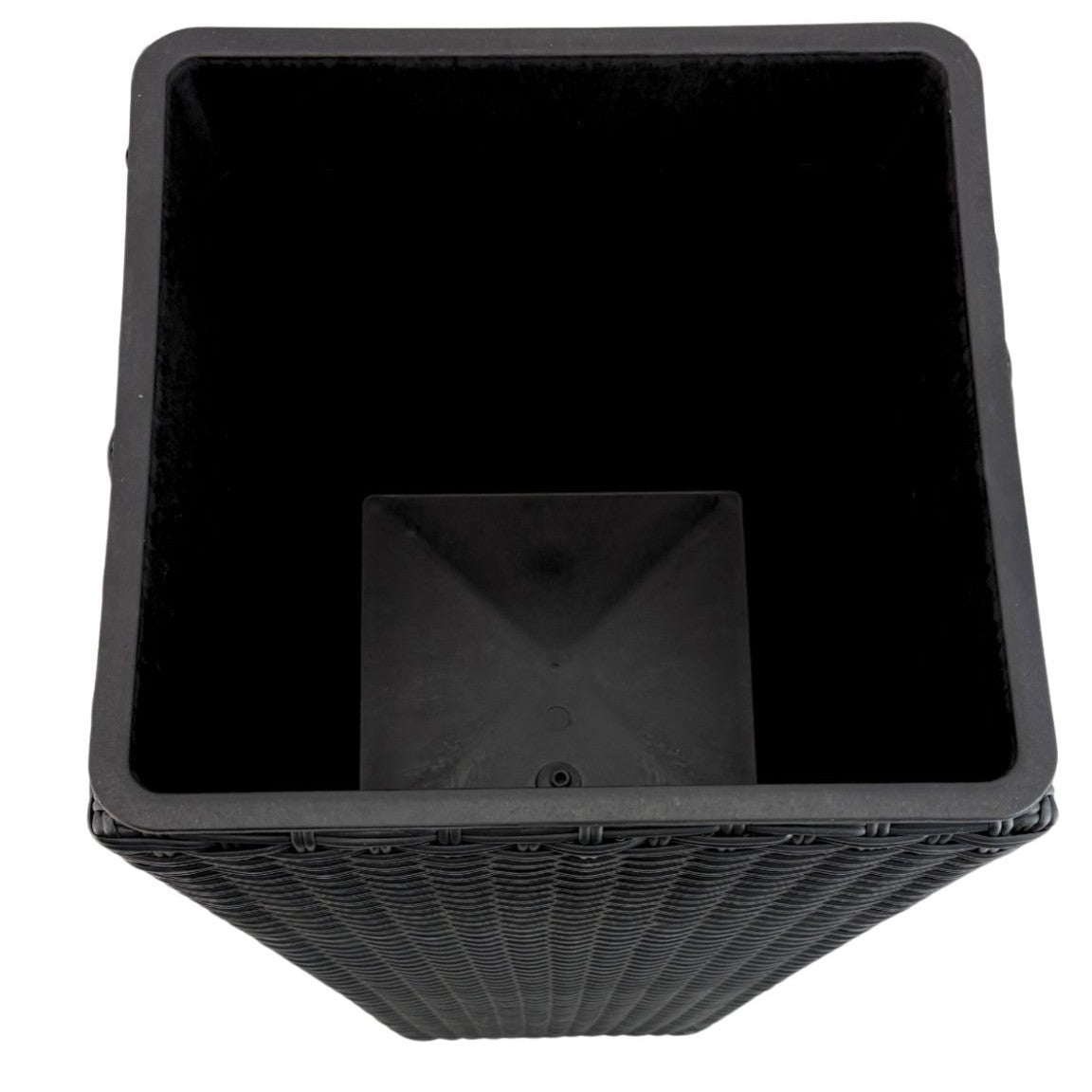 ASWAN 2 Piece Set Poly Rattan Wicker Large Planter Pot - Black