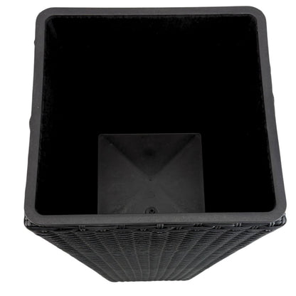 ASWAN 2 Piece Set Poly Rattan Wicker Large Planter Pot - Black