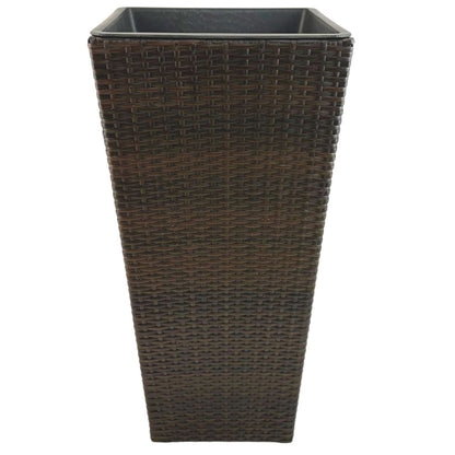 ASWAN 2 Piece Set Poly Rattan Wicker Large Planter Pot - Dark Brown