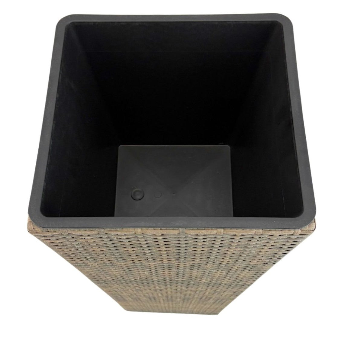 ASWAN 2 Piece Set Poly Rattan Wicker Large Planter Pot - Natural Light Brown
