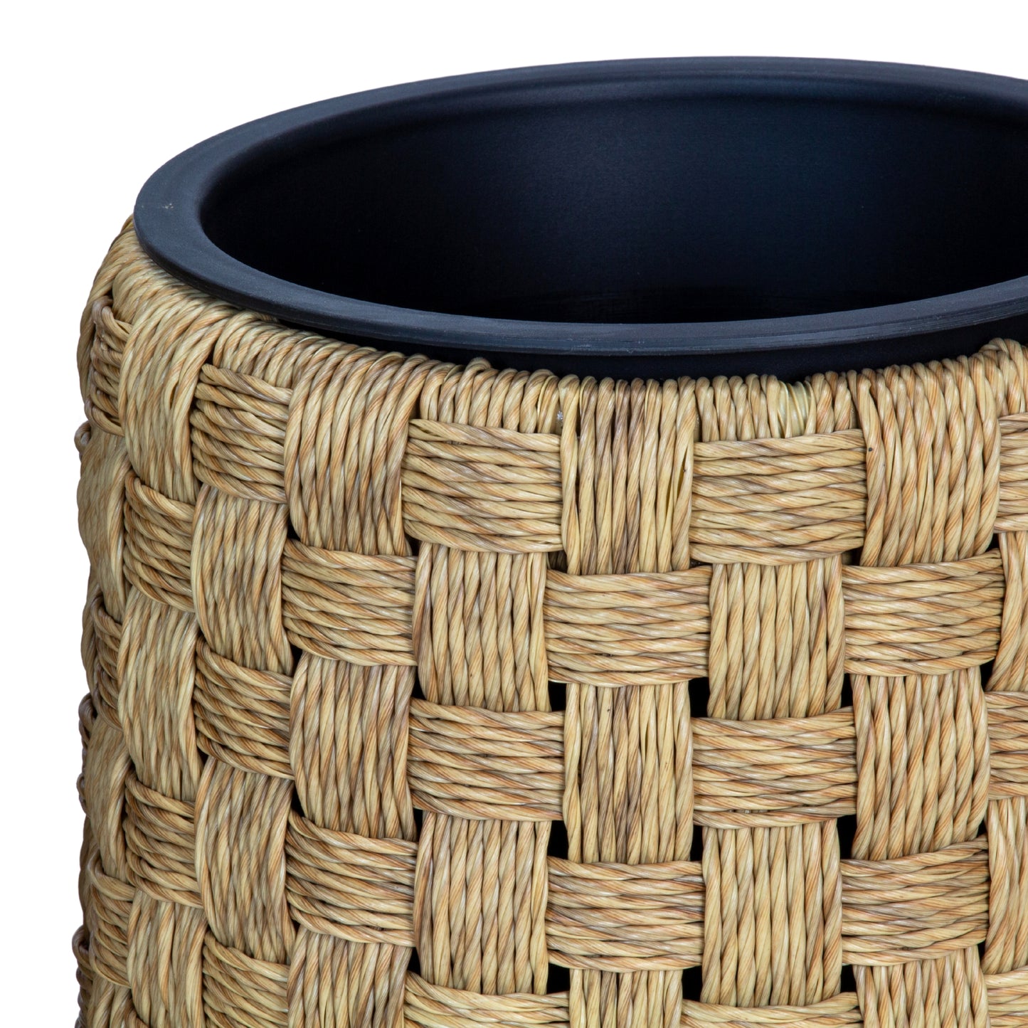 BONEO 3 Piece Set Poly Rattan Wicker Planter Pot - Natural Brown