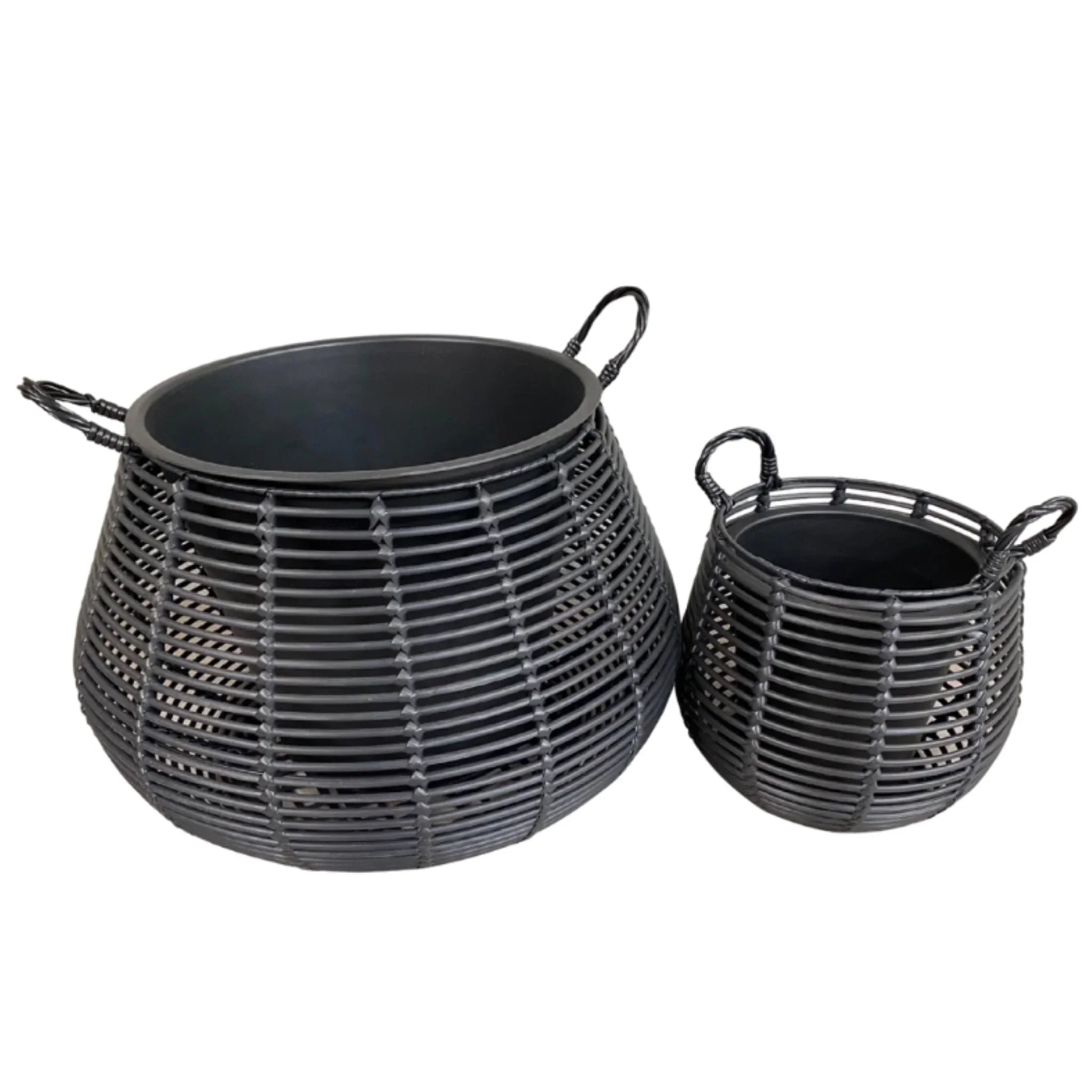 CIRCA Poly Rattan Wicker Large Planter Pot - Black – Direct Factory ...