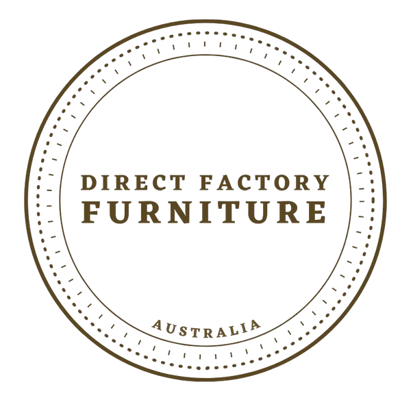 Direct Factory Furniture Australia logo with circular brown border and dotted design
