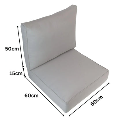 EDEN| Outdoor Lounge / Sofa Replacement Cushion Set (Seat & Back) | Light Grey Colour | 60cmx60cm