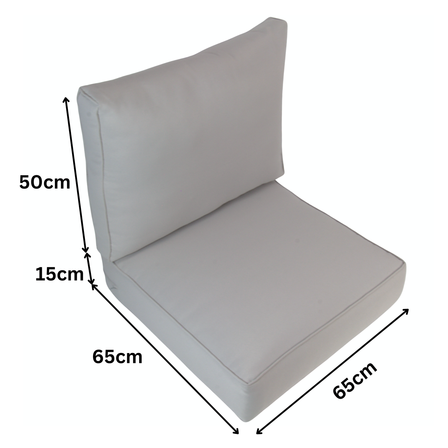 EDEN| Outdoor Lounge / Sofa Replacement Cushion Set (Seat & Back) | Light Grey Colour | 65cmx65cm