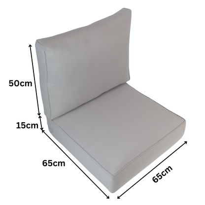 EDEN| Outdoor Lounge / Sofa Replacement Cushion Set (Seat & Back) | Light Grey Colour | 65cmx65cm