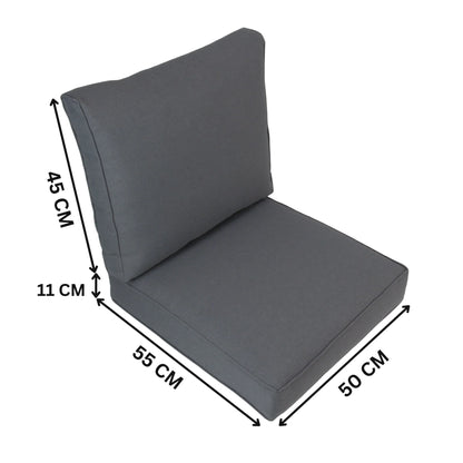 ELBA| Outdoor Lounge / Armchair Replacement Cushion Set (Seat & Back) | Dark Grey Colour | 50cmx55cm