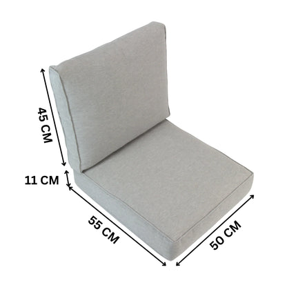 ELBA| Outdoor Lounge / Armchair Replacement Cushion Set (Seat & Back) | Light Grey Colour | 50cmx55cm