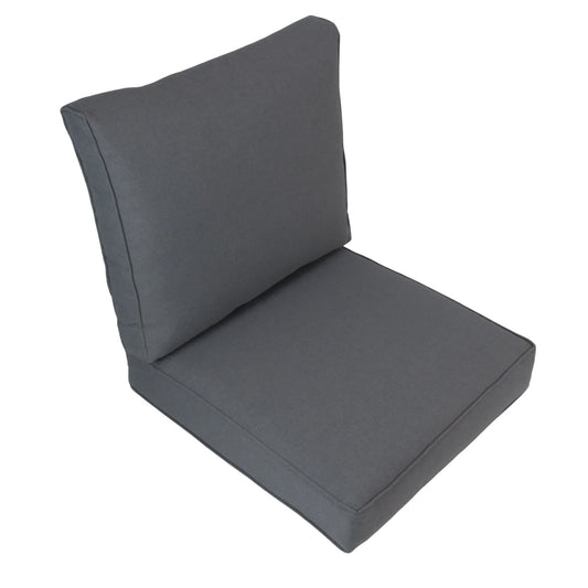 ELBA| Outdoor Lounge / Armchair Replacement Cushion Set (Seat & Back) | Dark Grey Colour | 50cmx55cm