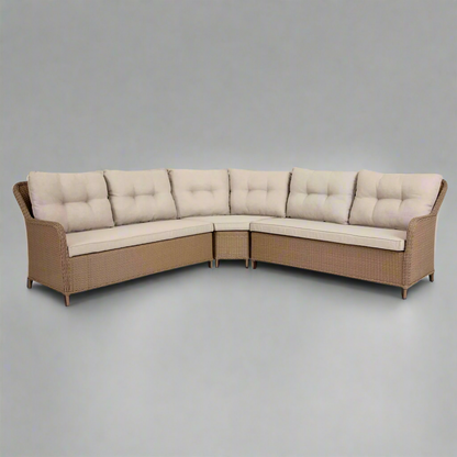 KEW | 8 Seat Poly Rattan Wicker Outdoor Lounge | Natural Brown