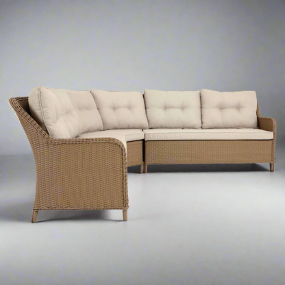 KEW | 8 Seat Poly Rattan Wicker Outdoor Lounge | Natural Brown