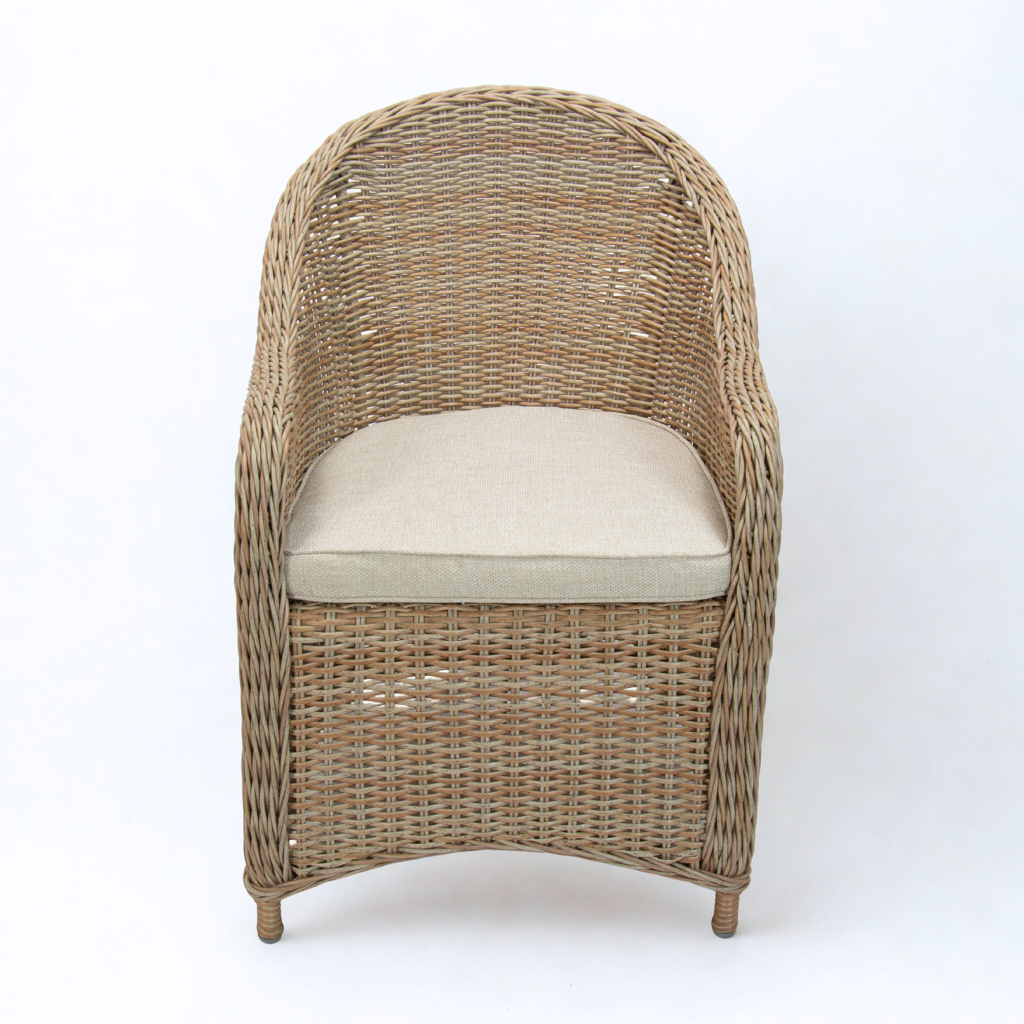Outdoor Wicker Dining Chair Natural Colour WIth Beige Cushion