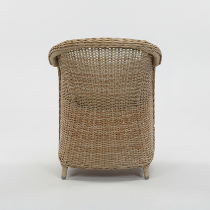 Outdoor Wicker Dining Chair Hampton Style Natural Colour With Beige Cushion