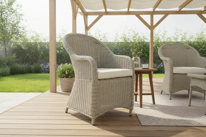 MALAWI | Poly Rattan Wicker Outdoor Dining Chair | Whitewashed Light Grey - PL18010-DC-WG-1 - Direct Factory Furniture Australia