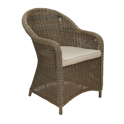 MALAWI | Poly Rattan Wicker Outdoor Dining Chair | Brown Grey