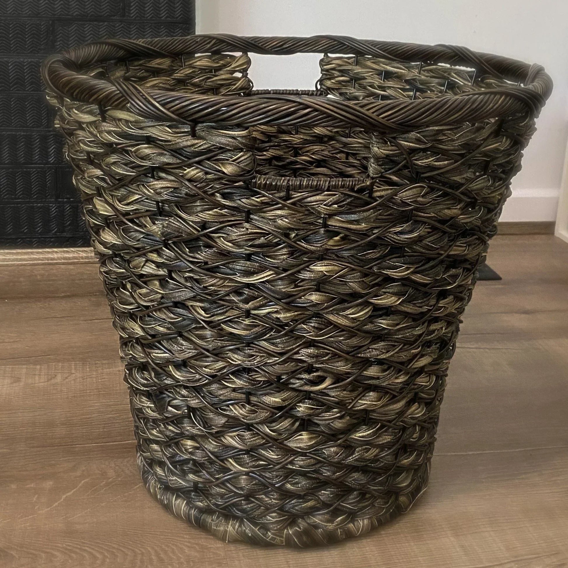 OSLO Poly Rattan Wicker Large Basket - Chestnut Brown - Direct Factory Furniture Australia