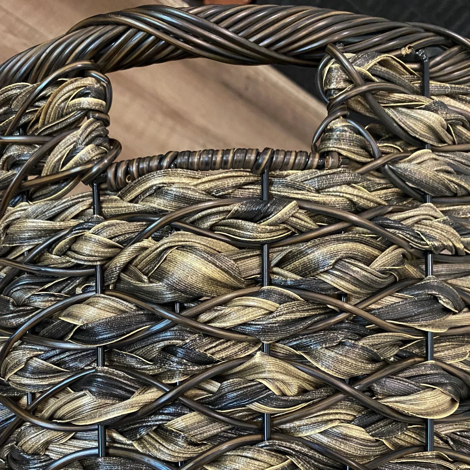 OSLO Poly Rattan Wicker Large Basket - Chestnut Brown - Direct Factory Furniture Australia