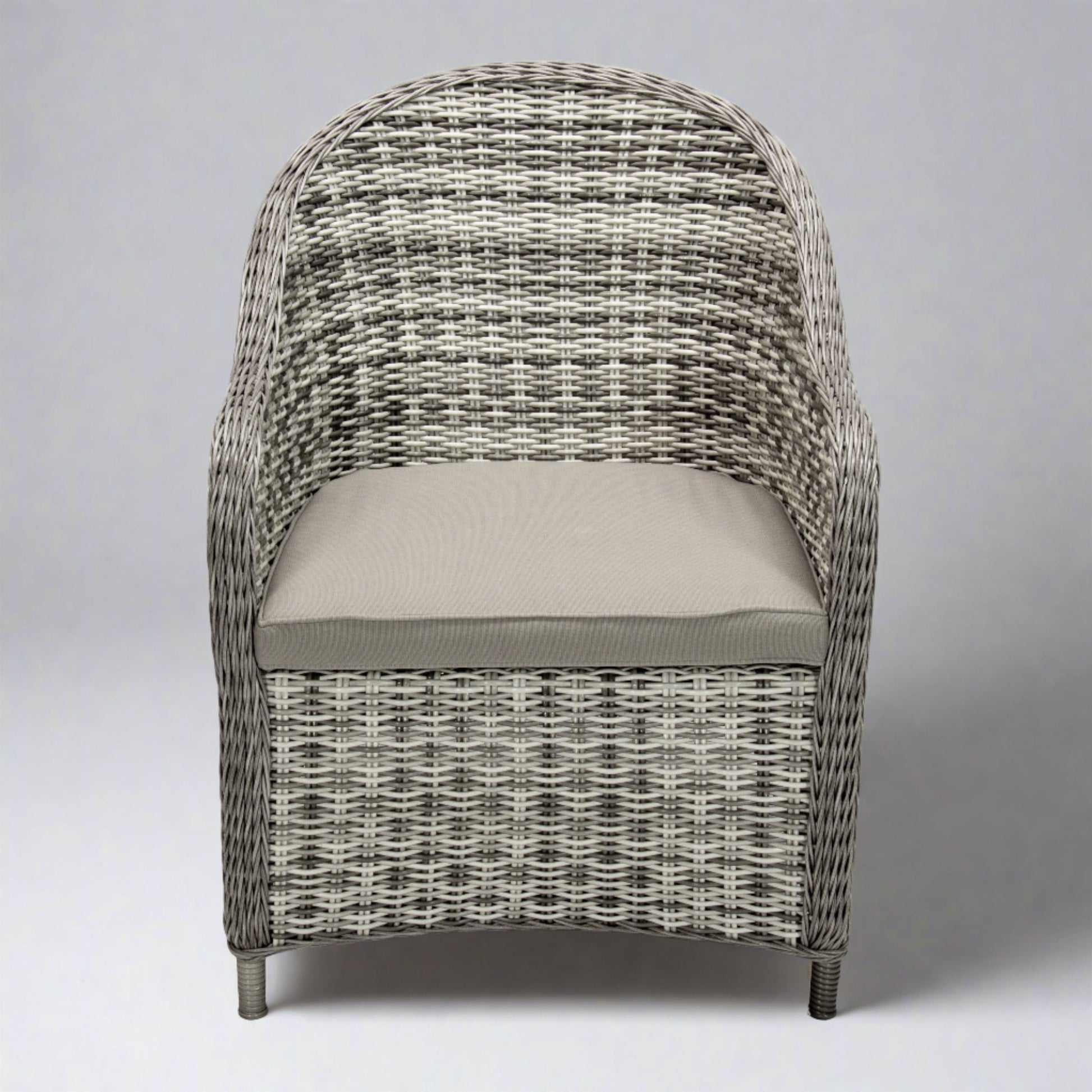 ASHWOOD Poly Rattan Wicker Outdoor Dining Chair White Grey