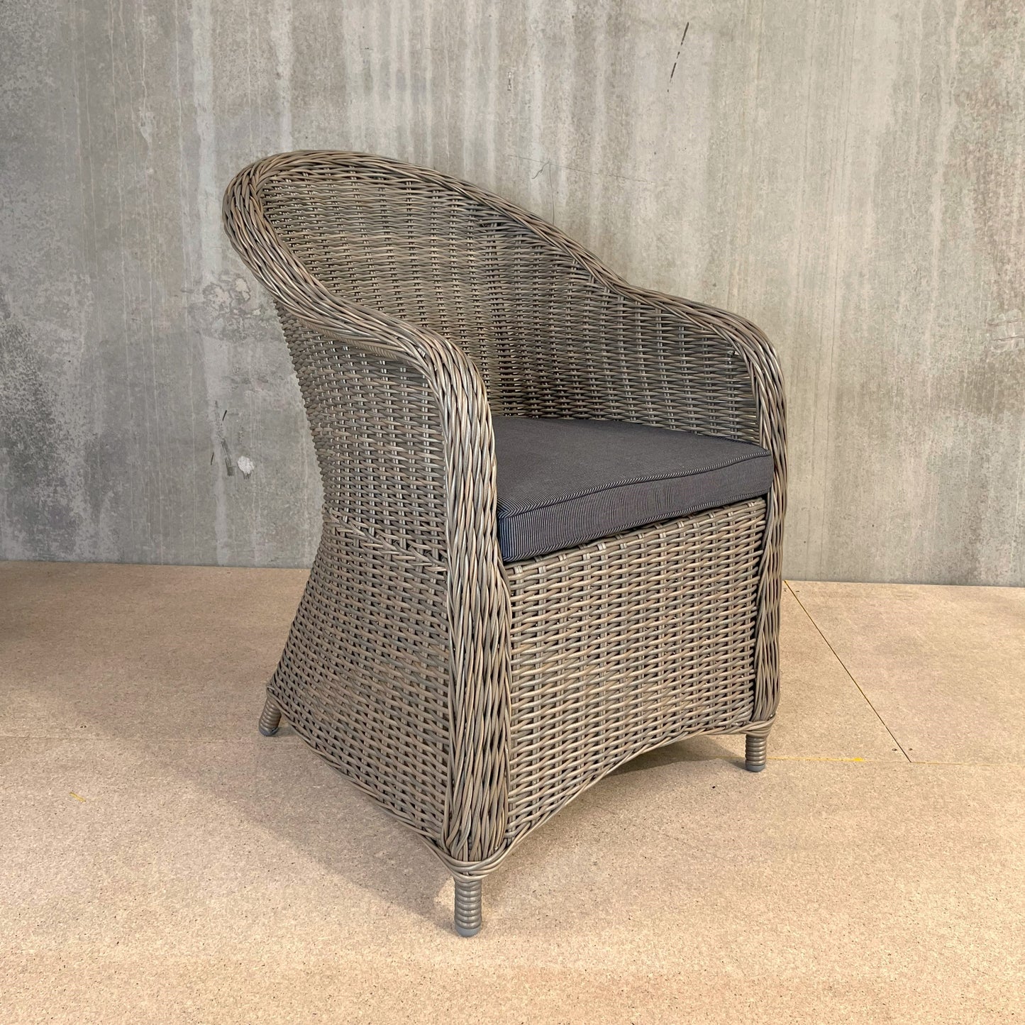 MALAWI 2-Piece Set Poly Rattan Wicker Outdoor Dining Chair - Brown Grey