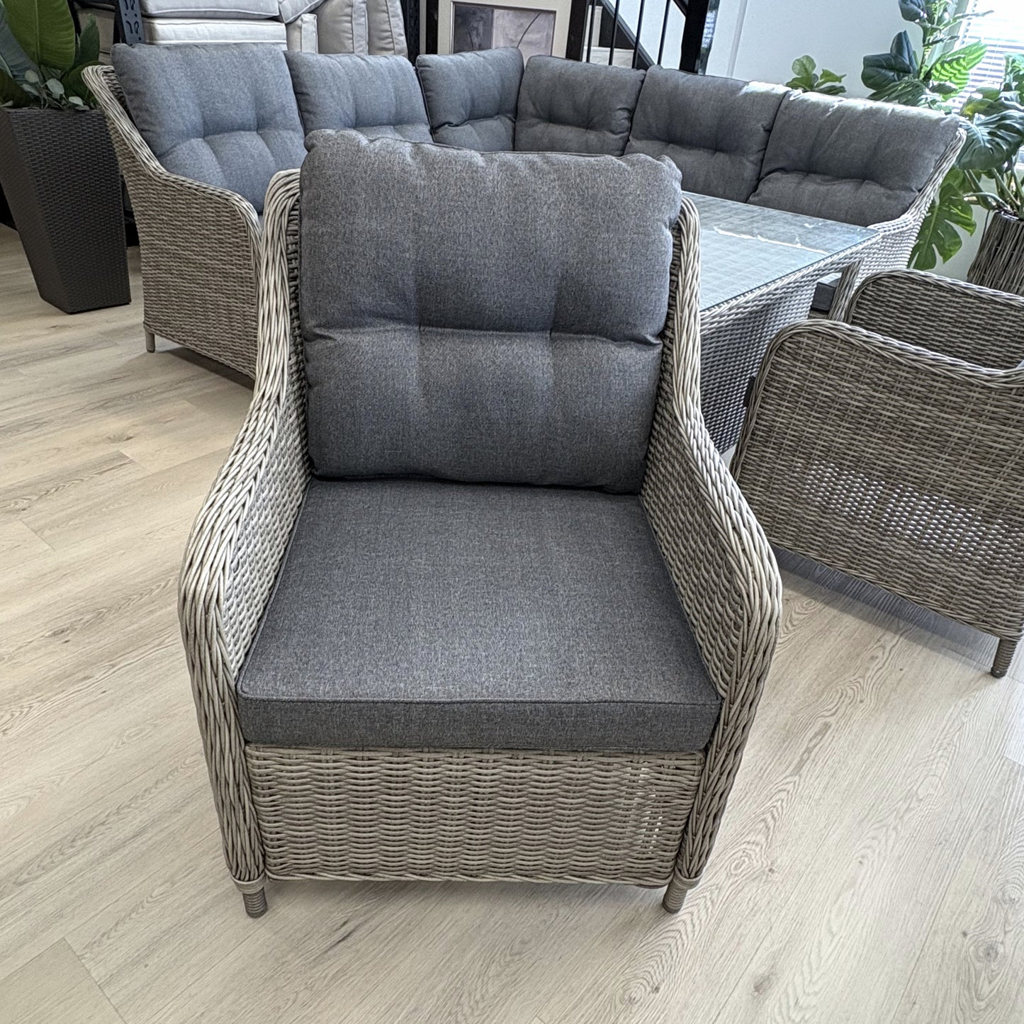 PORTSEA | 7 Seat Poly Rattan Wicker Outdoor Lounge | Grey